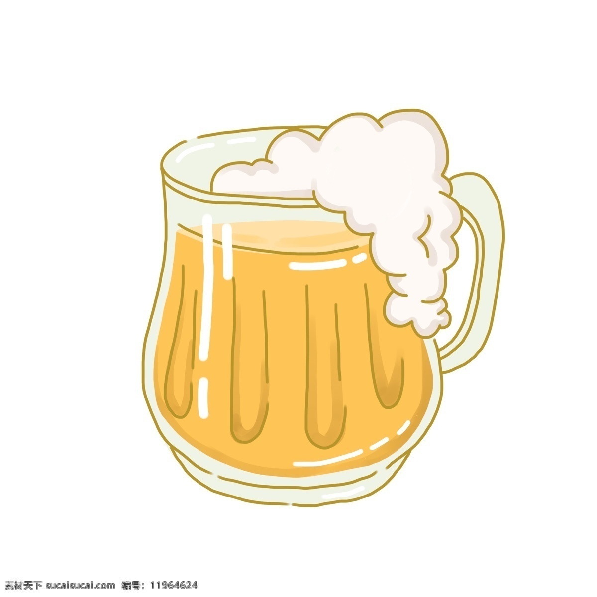 玻璃杯装啤酒 泡沫 玻璃杯 黄色