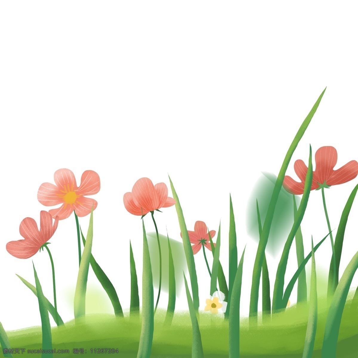植物 草丛 花草 装饰 花朵 手绘 绘画 卡通 简约 小清新 彩色