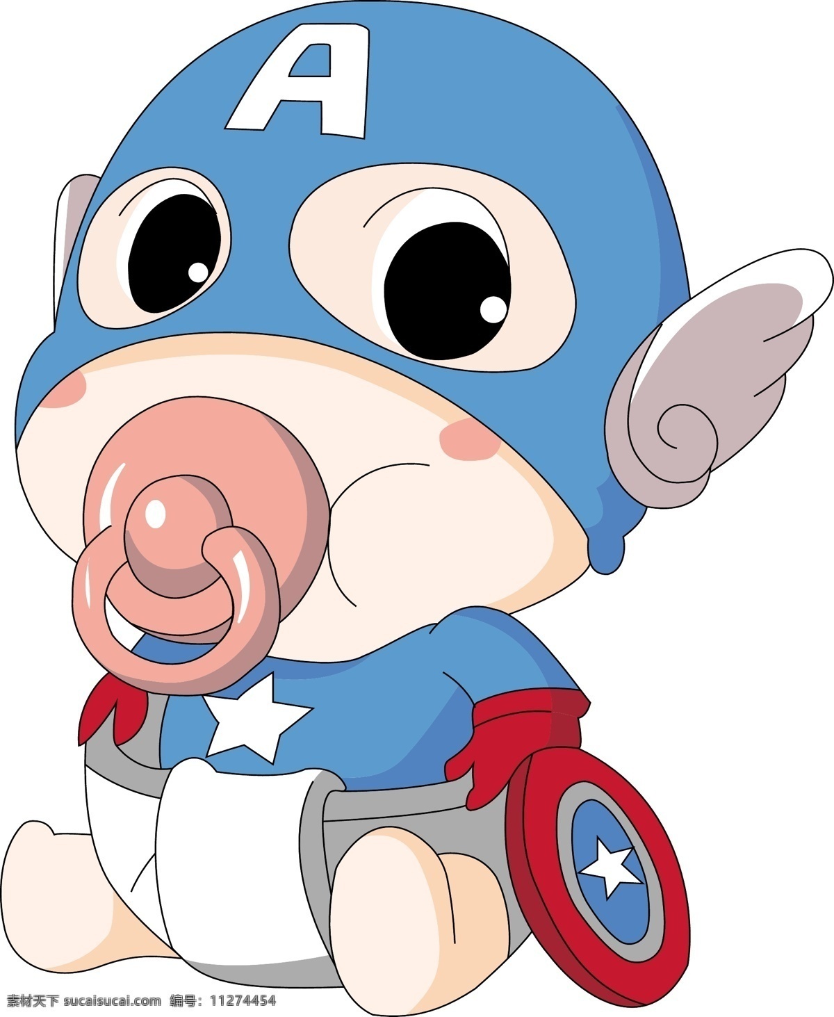 美国队长 美队 宝宝 复仇者 超人 可爱 卡通 q版 动漫动画 动漫人物 白色
