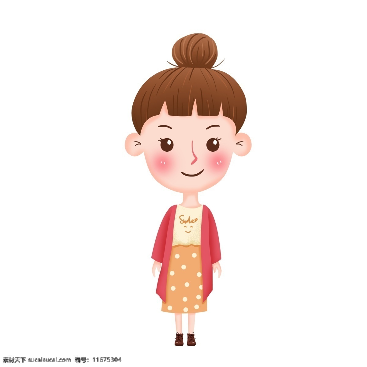 卡通 人物 可爱 小女孩 小 清新 插画 商用 元素 卡通小孩 手绘女孩插画 童装 小学生人物 卡通女孩 微笑的女孩 小朋友形象 可爱女孩人物 丸子头女孩 红色外套 小姐姐