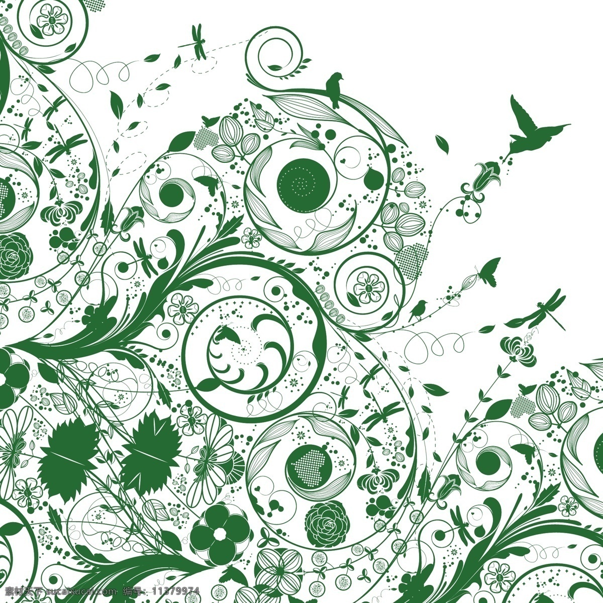 绿色 剪影 旋转 自然 背景 摘要 动物 背景壁纸 花卉和漩涡 自然的轮廓 艺术载体 模板和模型