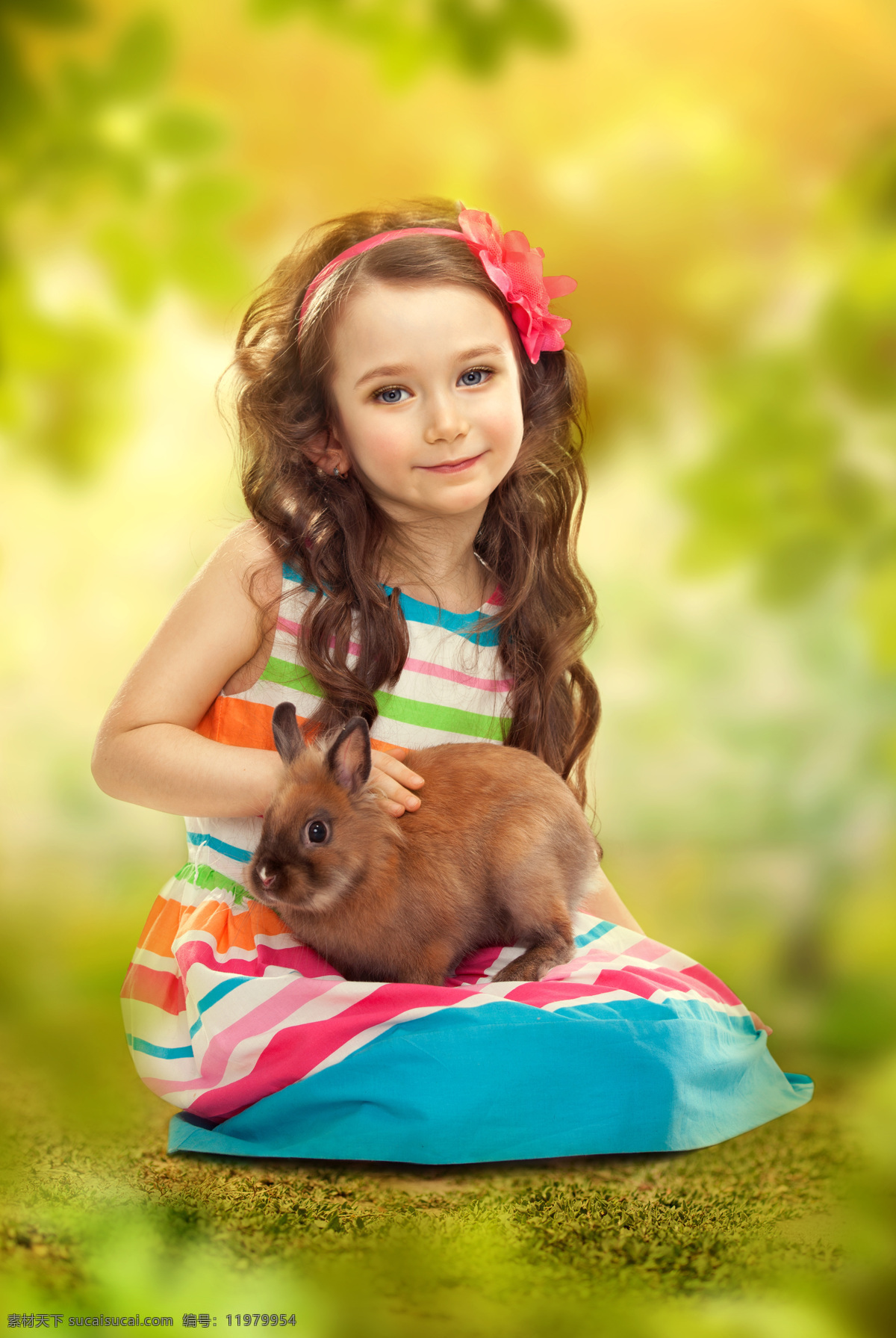 抱 兔子 女孩 微笑 梦幻背景 抱着 儿童 孩子 儿童图片 人物图片