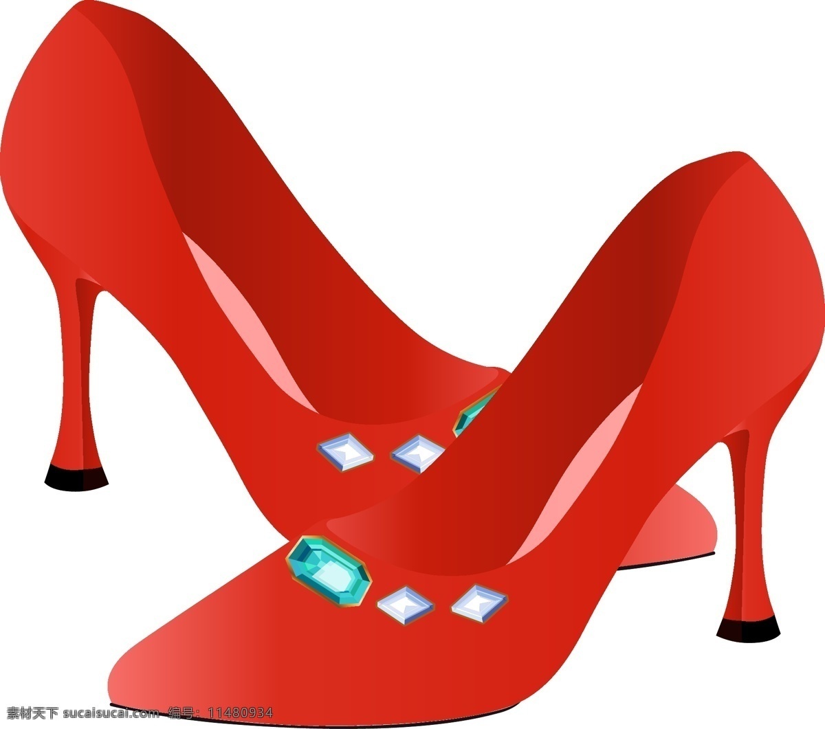 矢量 卡通 红色 高跟鞋 手绘 鞋 奢华 水晶鞋子 女士 漂亮 时尚购物 产品实物 美妆 高跟 女鞋
