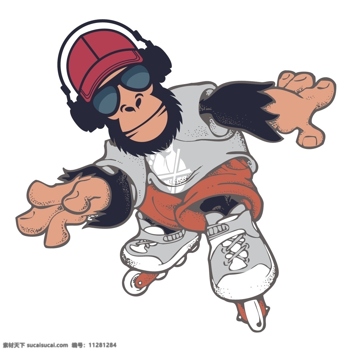 运动 嘻哈 风 大猩猩 跳舞 滑板 动漫动画