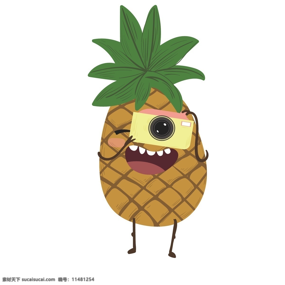 夏天 卡通 菠萝 清凉 矢量图 暖色调 夏日清凉 卡通菠萝 扁平化图案 卡通水果 无限 放大 不 模糊