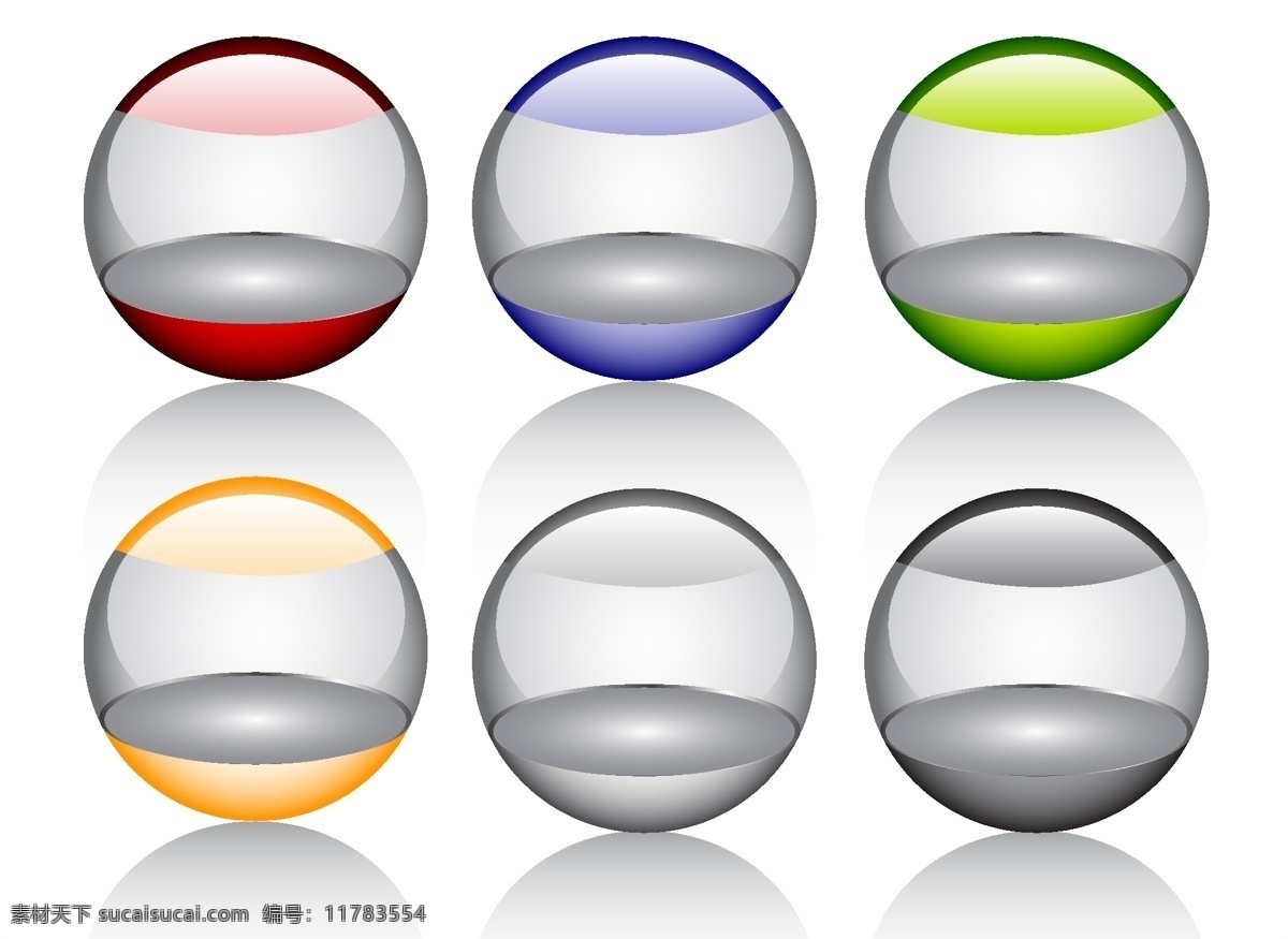 光滑 球体 矢量 图标 玻璃球 透明的球 红色透明球 绿色透明球