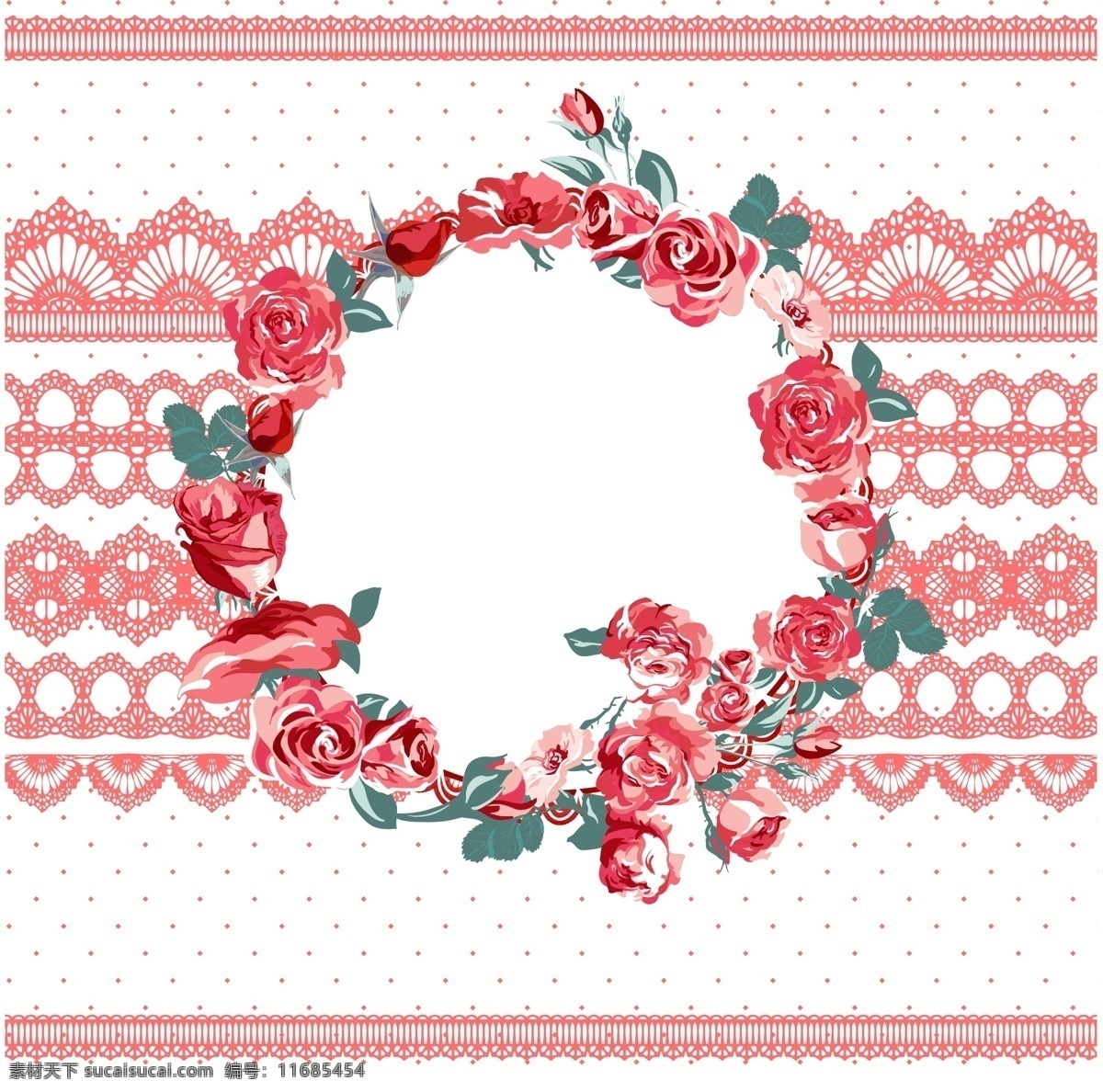 玫瑰花 蕾丝 花纹 创意 红色 蕾丝花纹 唯美 矢量图 花纹花边