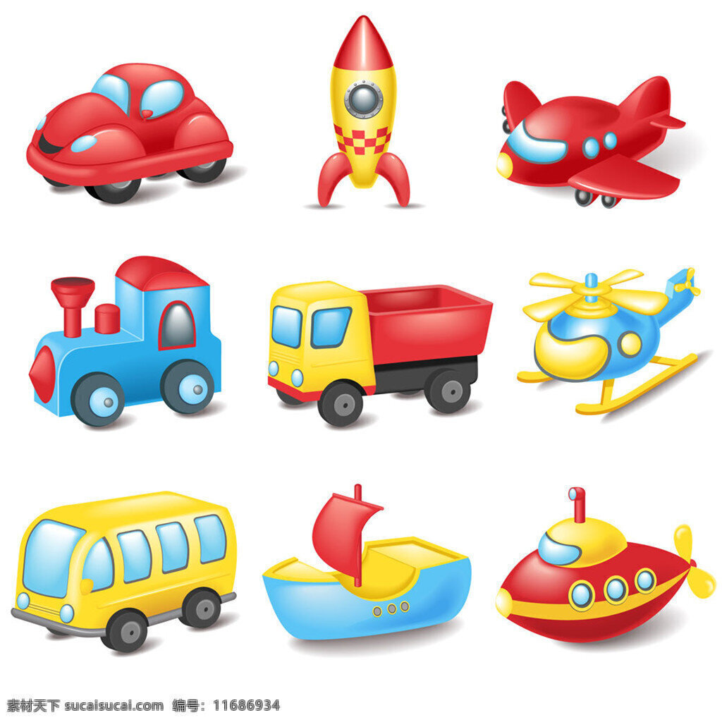 玩具 卡通 交通工具 蓝色 轮船 公共汽车 大巴车 飞机 玩具卡通