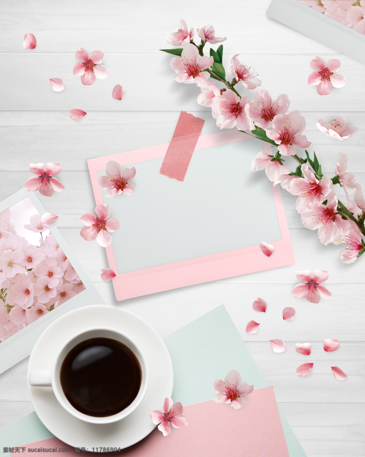 韩式 春季 春天 气息 唯美 背景 卡片 浪漫 时尚 咖啡 樱花