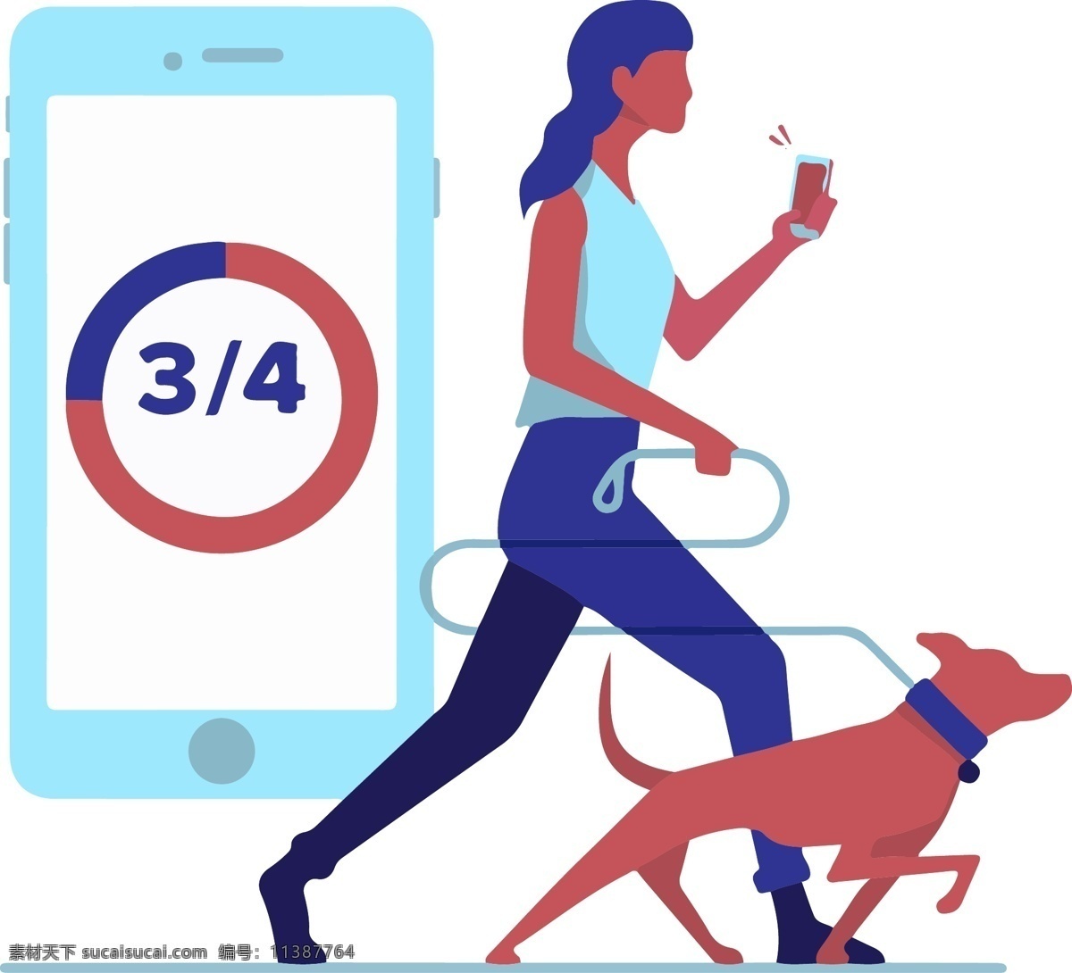 运动 健身 健康 记 步数 矢量 免 扣 运动健身 记步数app 跑步遛狗 社交应用 有氧运动 运动跑步 撞色风格场景