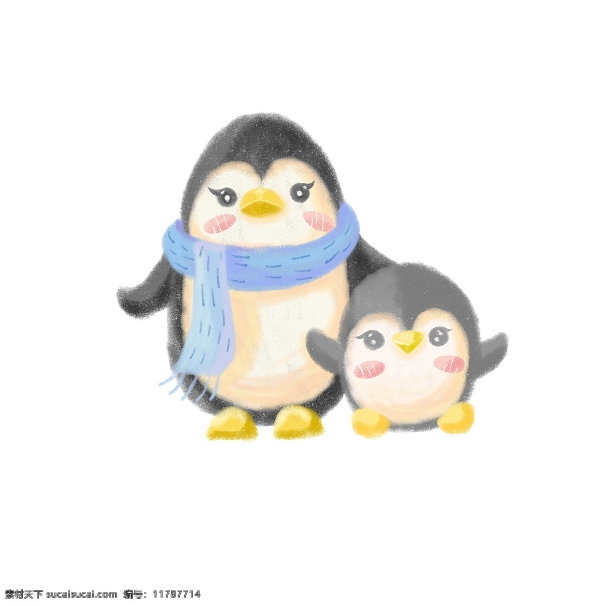 企鹅 母亲 孩子 元素 动物 母亲节 可爱 小清新 爱 亲情