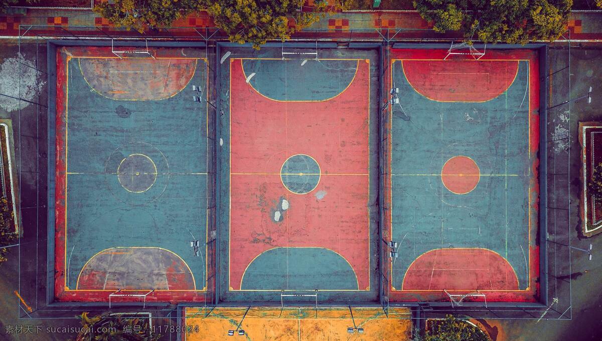 航拍篮球场 篮球场 球场 体育设施 体育场 篮球运动 建筑园林
