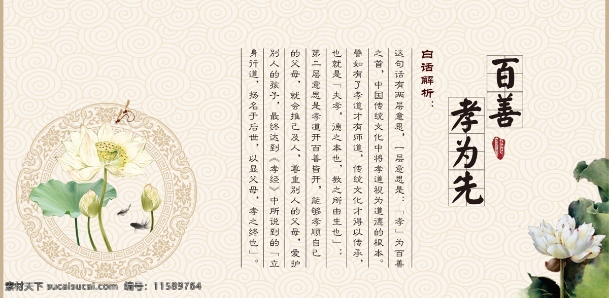 传统文化展板 传统 中国风 红色 白色