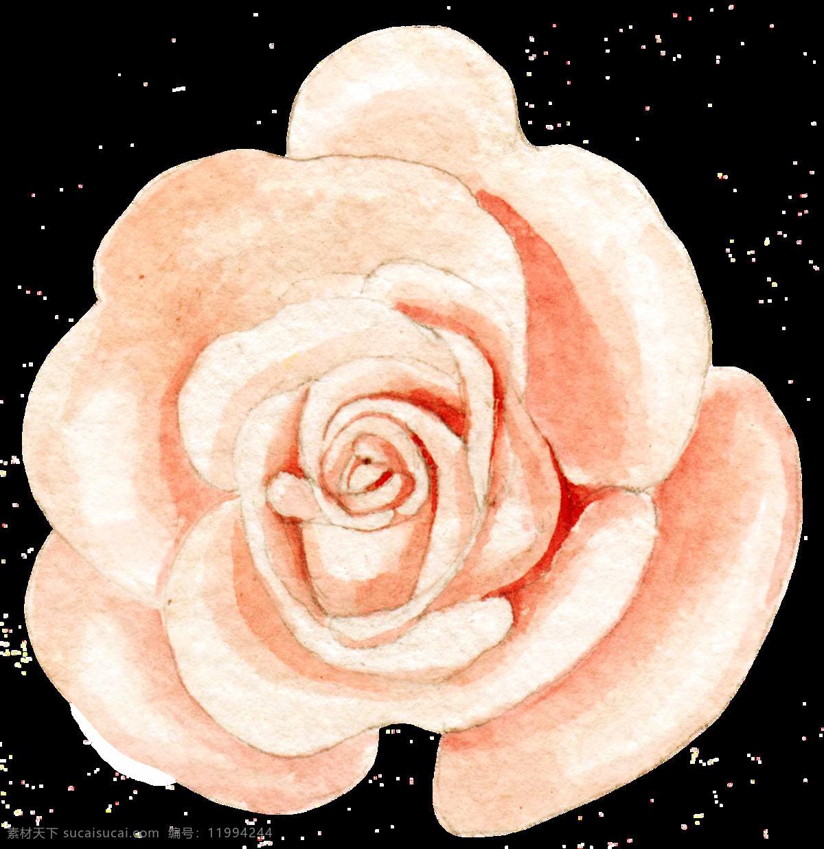 卡通 立体 免扣素材 水彩 透明素材 晕染 装饰图案 淡 橘 色 玫瑰花 透明