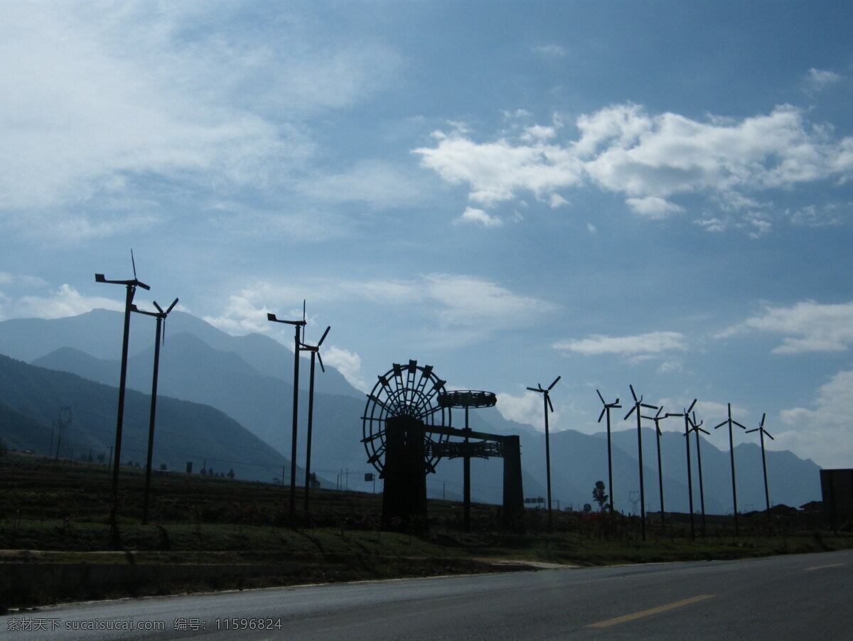 暮色 风车 黄昏 四川 西昌 风景 生活 旅游餐饮