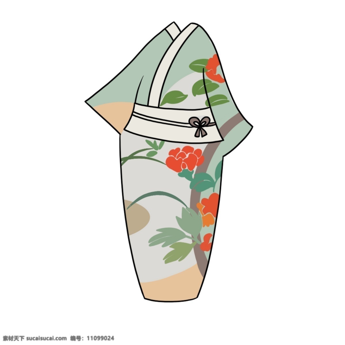 日式 和服 浴袍 卡通 可爱 免 扣 日式风格 日本 免扣 纹样 花朵 装饰 和风 服饰 衣服