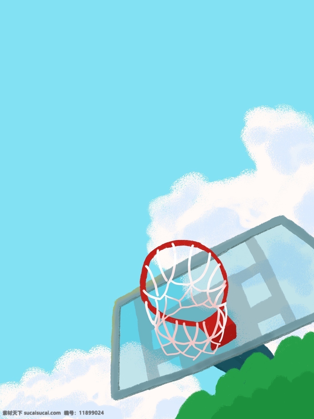 清新 篮筐 广告 背景 广告背景 蓝色 云朵 蓝天 健身 篮球