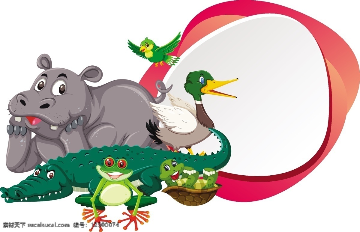 卡通 动物 文本 框 卡通动物背景 插图 动画片 可爱 文本框 野生动物 卡通动物生物 生物世界