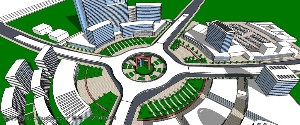 skp 城市交叉口 su 建筑 城市 道路 桥梁 高架 模型 渲染 3d max 室外 其他模型 3d设计模型 源文件