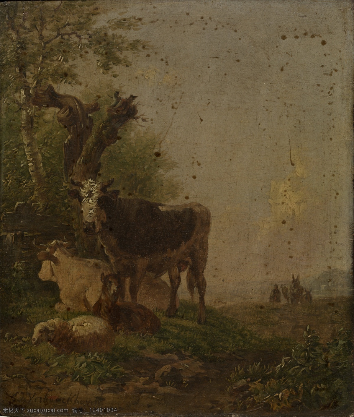 sheep 大师 画家 古典 画 建筑 景物 装饰画 油画 and cows verboeckhoven joseph eugene 人物 高清 西方 国外 现代 家居装饰素材