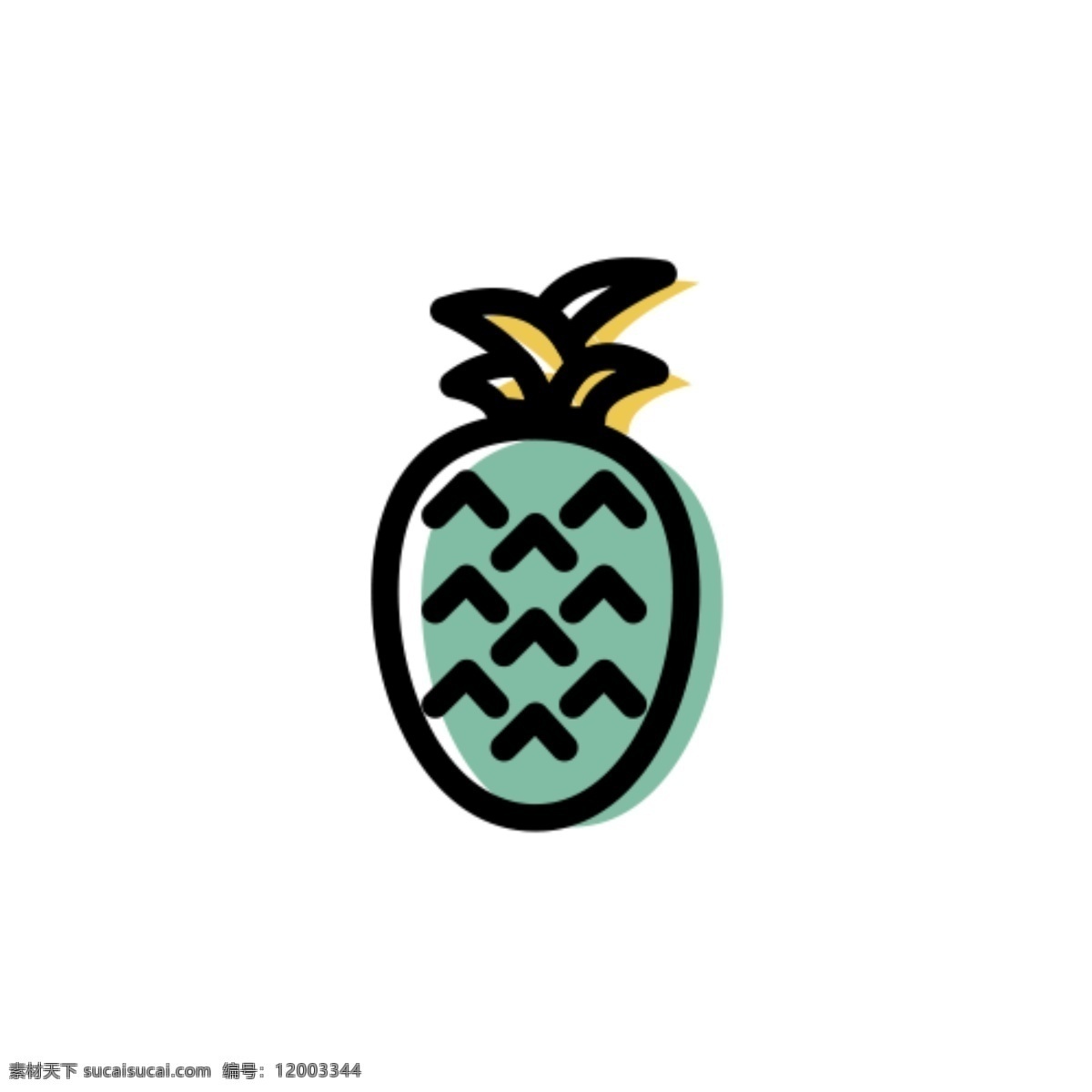 菠萝 免 扣 菠萝icon 扁平图标 凤梨 绿色水果