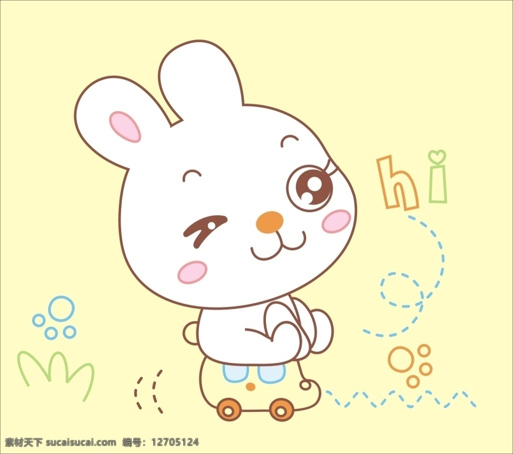 卡通兔子元素 可爱 卡通动物 兔子 婴童 童装图案