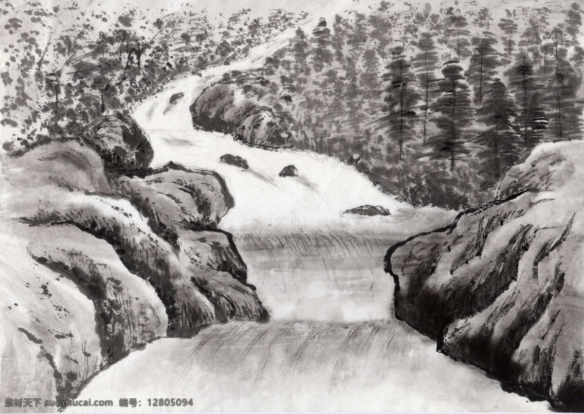 水墨 山水 国画 国画风景写意 山水画 水墨风景画 水墨画 绘画艺术 名画 装饰画 中堂画 书画文字 文化艺术