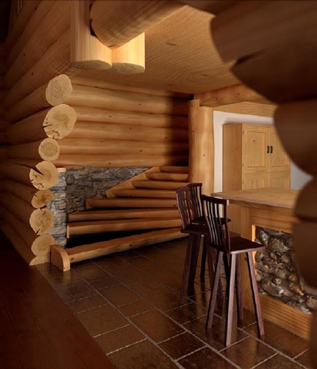 木桩 装饰 小屋 吧台 凳子 房间 3d模型素材 室内装饰模型
