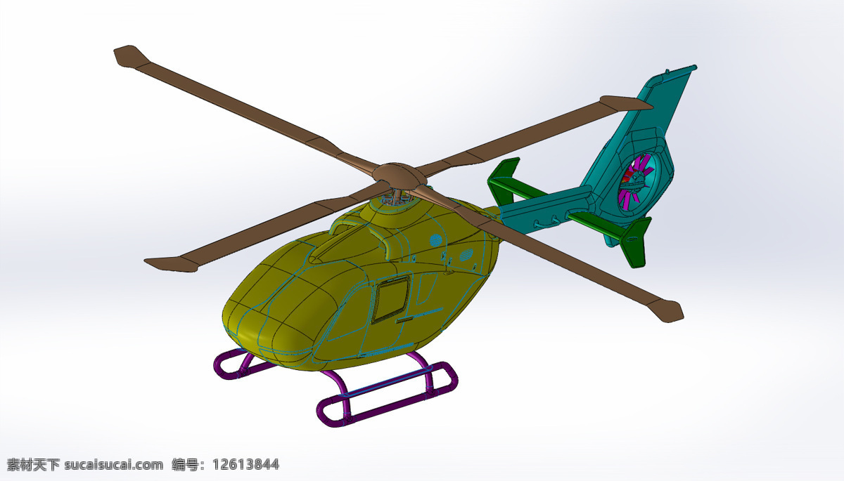 ec免费下载 直升机 berp ec135 fenestron 3d模型素材 建筑模型