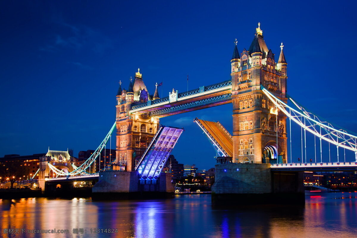 伦敦 大桥 夜景 高清 城市夜景 桥梁 建筑 打球