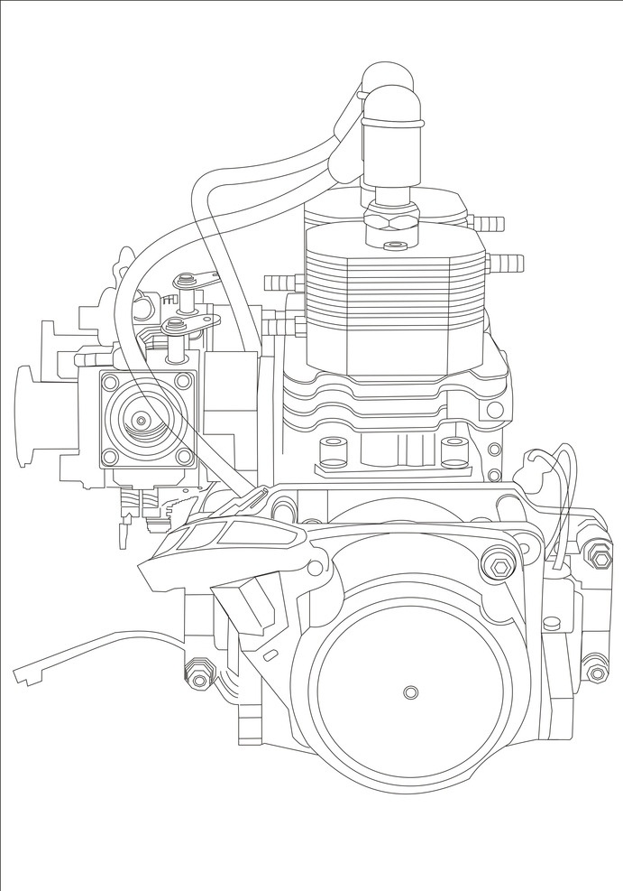 线条图发动机 线条图 画图 发动机 fadongji 矢量 现代科技 工业生产