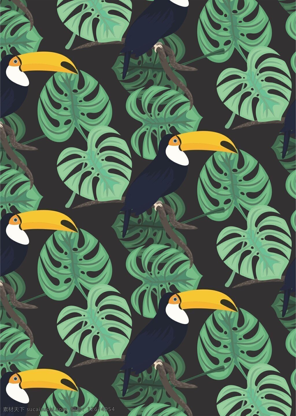 深色 热带雨林 广告 背景 广告背景 深色底纹 植物背景 啄木鸟
