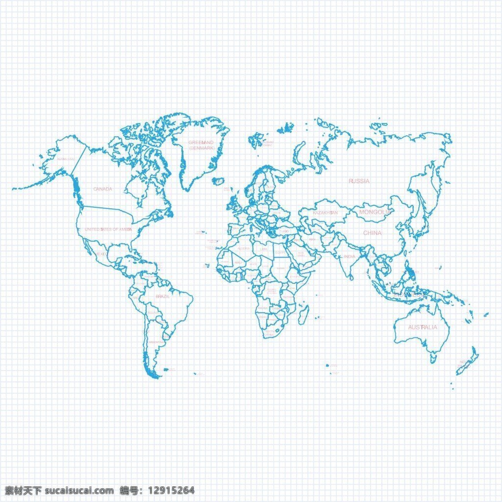 世界 地图 矢量地图 世界地图线条 蓝色世界地图 白色