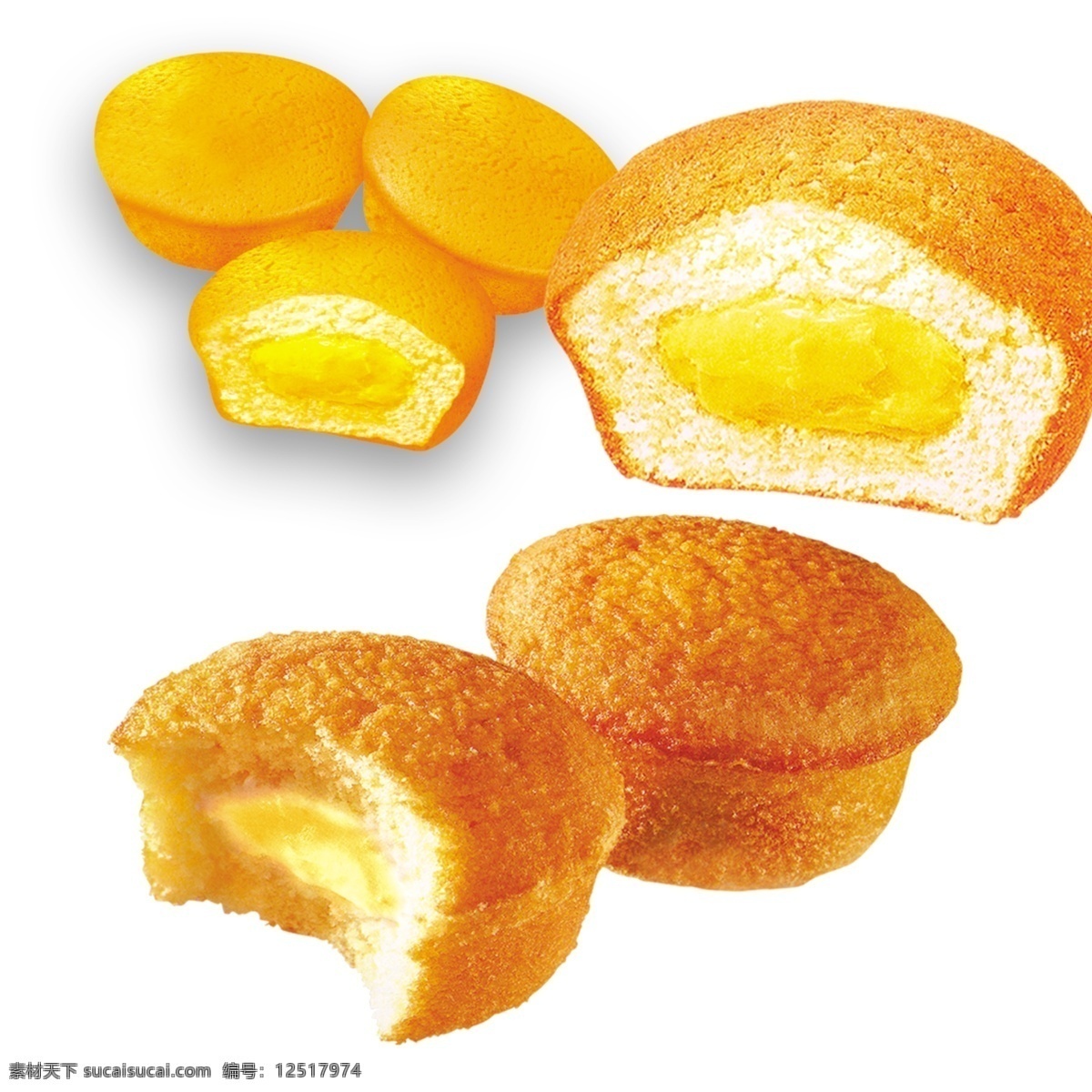 蛋黄派 食品 实物 分层 面包