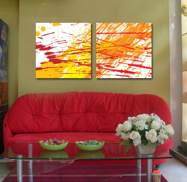 抽象 线条 装饰画 卧室挂画 客厅装饰画 简约 红色