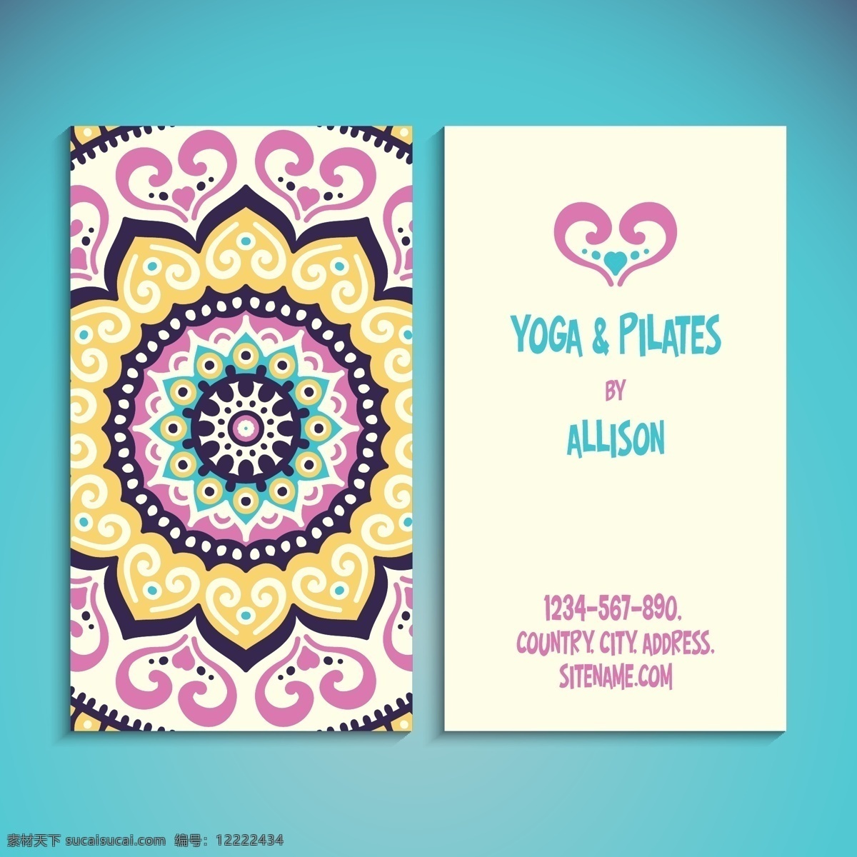 瑜伽 老师 可爱 名片 商标 商务 抽象 卡片 模板 健康 展示 优雅 文具 公司 创意 品牌 现代