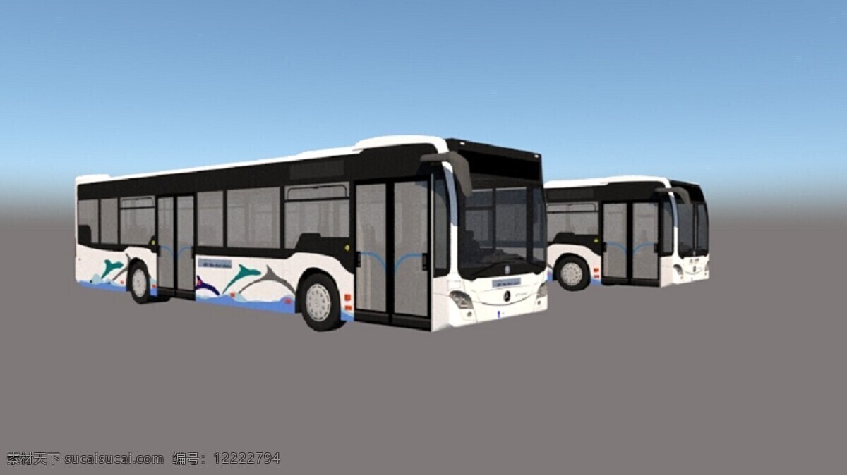 公交车 3d 模型 渲染 图 公交 车模 白色 公共交通 3d设计 3d作品