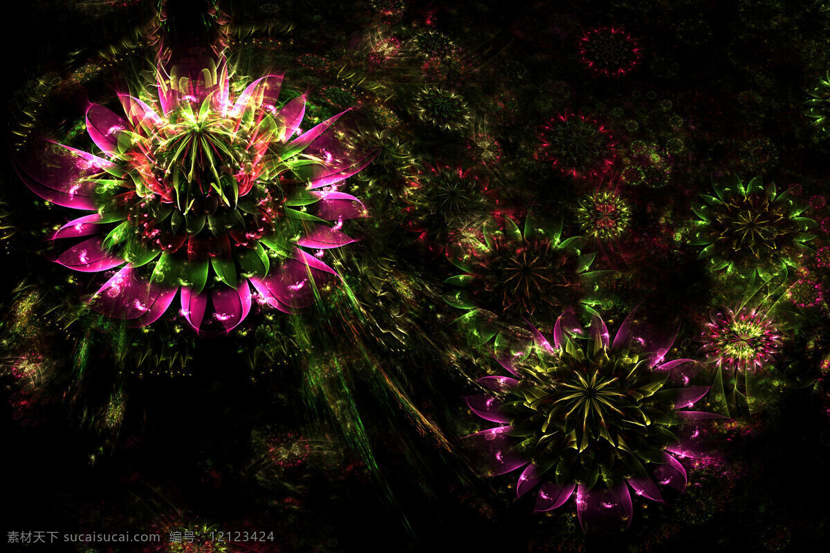 分形花朵 apophysis 分形 花朵 梦幻 夜光 风景漫画 动漫动画