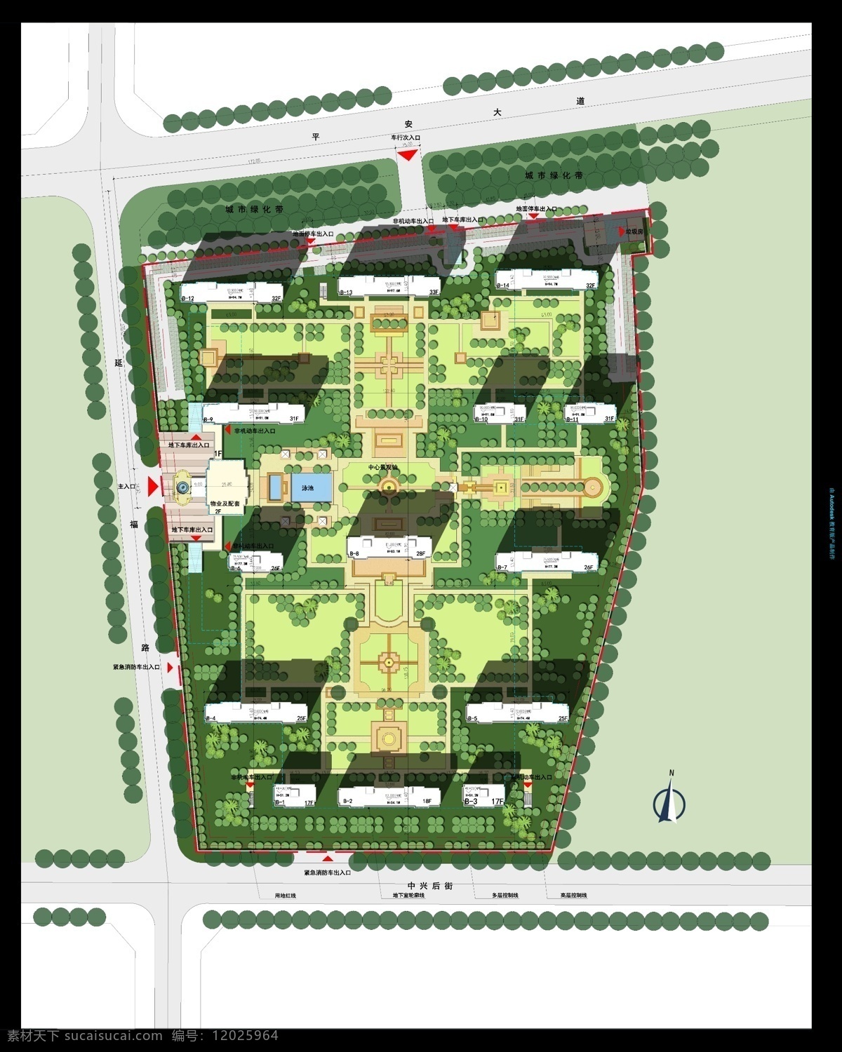 建筑 cad 总 平面 彩色 平面图 彩色平面图 原创 建筑cad 总平面 原创设计 其他原创设计