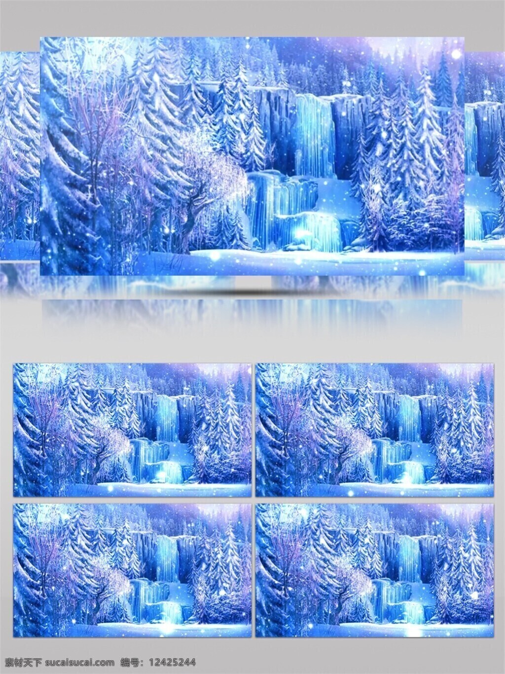 蓝白色 冰 视频 冰雪奇缘 银白雪花 雪树 高质量 背景 特效 华丽银白色