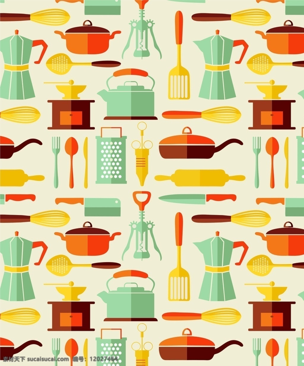 餐具图案 厨房用品图标 刀叉 锅 勺子 厨房用具 矢量图案 渐变图案 简单图形 餐具图形 底纹边框 花边花纹