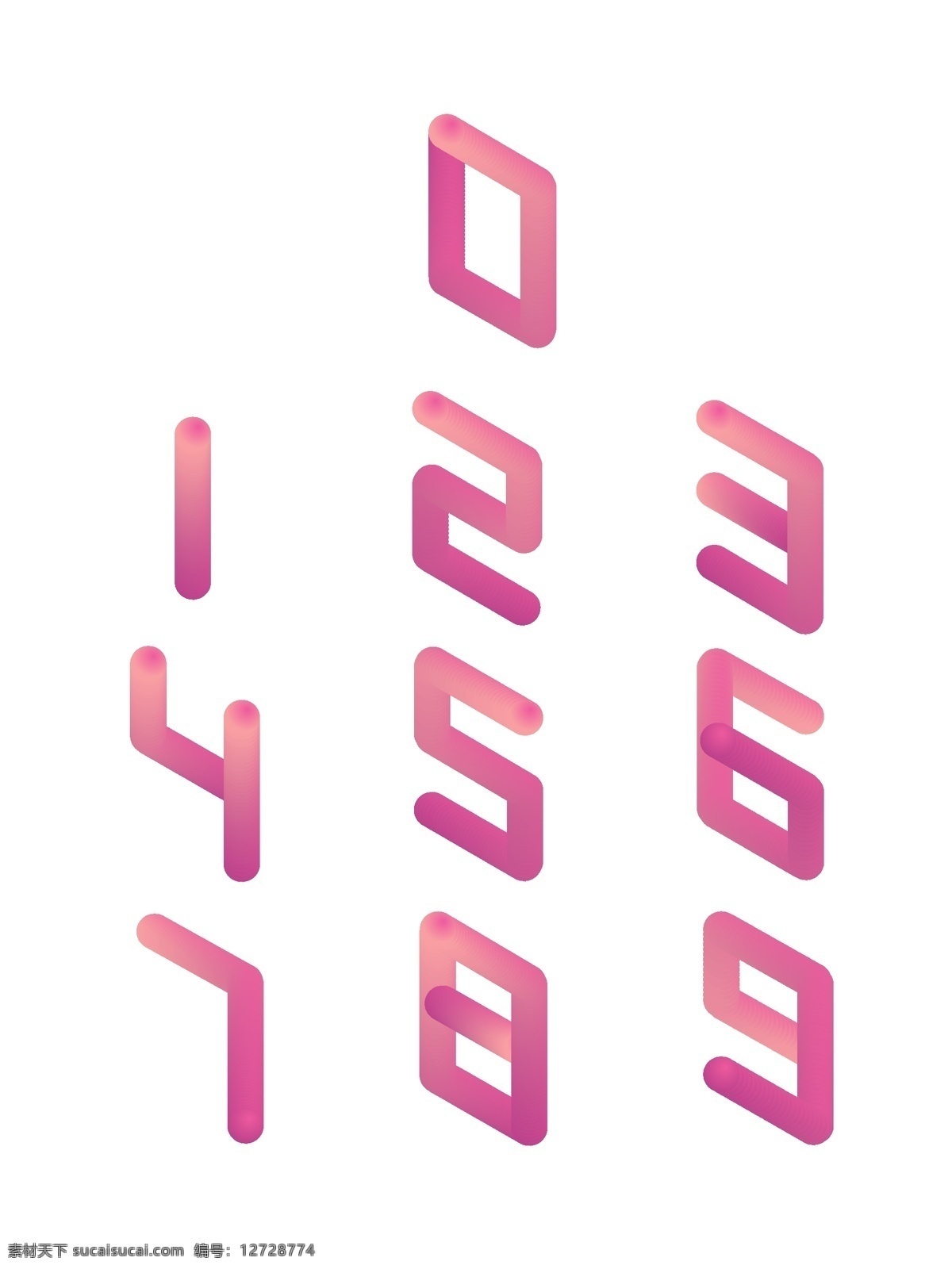 d 立体 圆柱体 艺术 阿拉伯数字 商用 渐变 元素 字体 艺术字 矢量