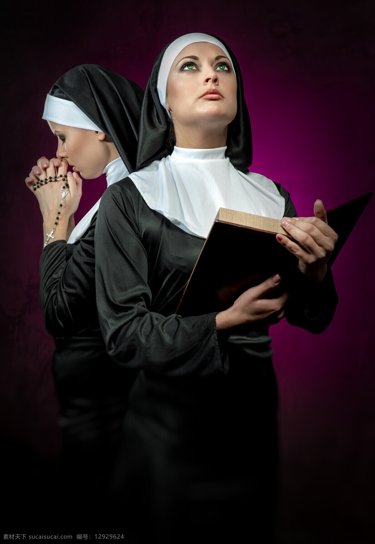 修女 美女 女人 西方美女 宗教人物 黑袍 长袍 人物图库 女性女人