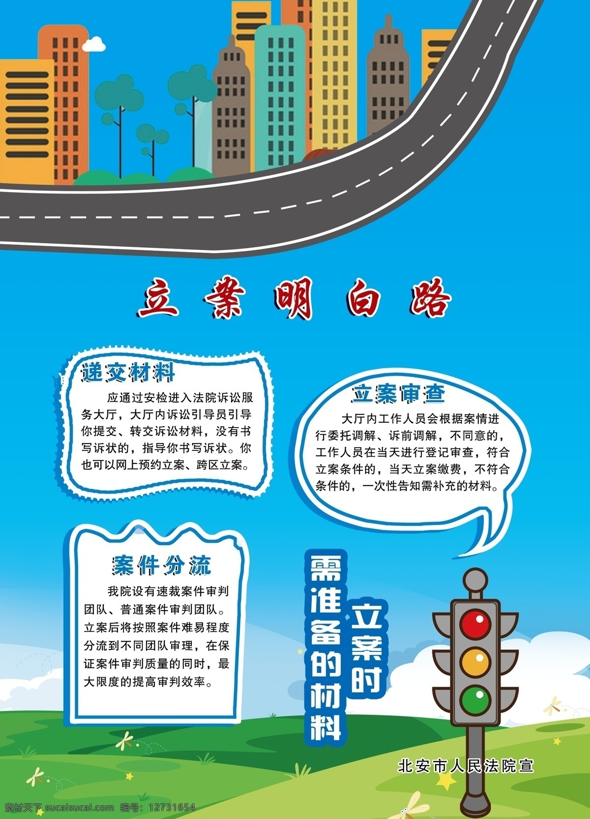 明白路 卡通道路 卡通公路 卡通楼房 文本框 标题框 红绿灯卡通 卡通风景 分层