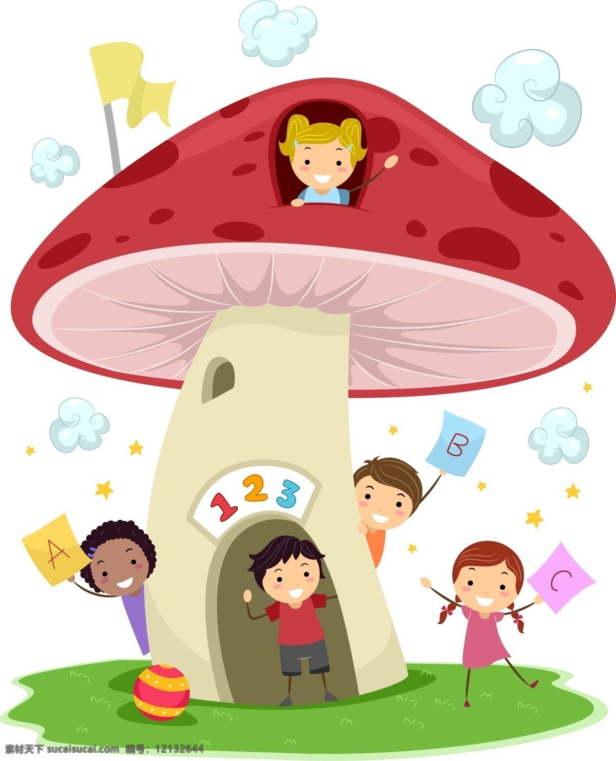 卡通 动物 儿童 蘑菇 房子 矢量 卡通动物 蘑菇房子 大红色 矢量素材