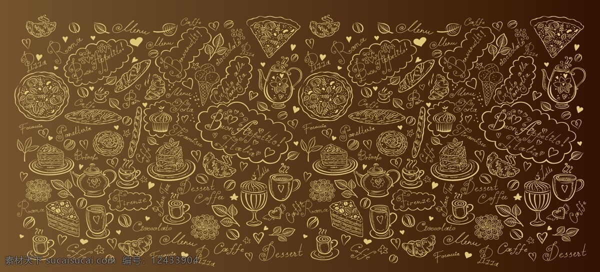 食物线稿 纹理 面包 食物背景 水果 树叶纹理 手绘