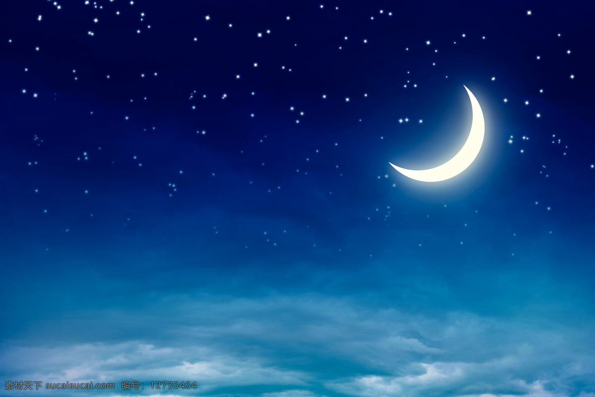 月亮 蓝色 夜空 仙境 天空背景 夜晚 底图 想象 黑夜 仙气缭绕 底纹边框 背景底纹