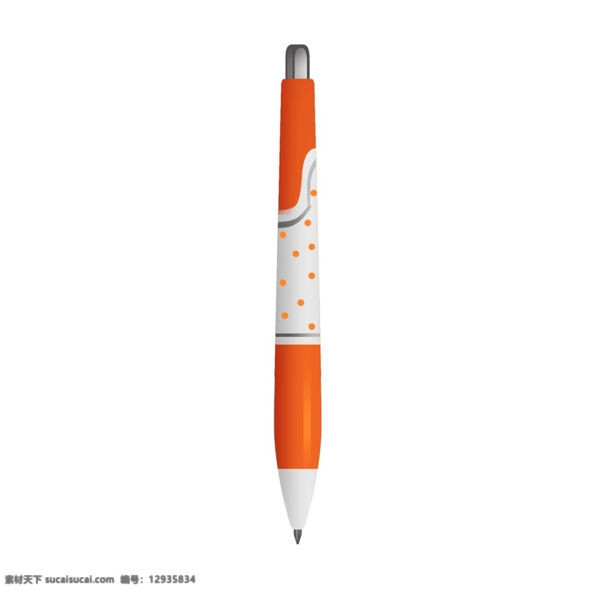 彩色 圆珠笔 插画 橙色的圆珠笔 卡通插画 书写的笔 绘画的笔 记录的笔 写字的笔 漂亮的圆珠笔