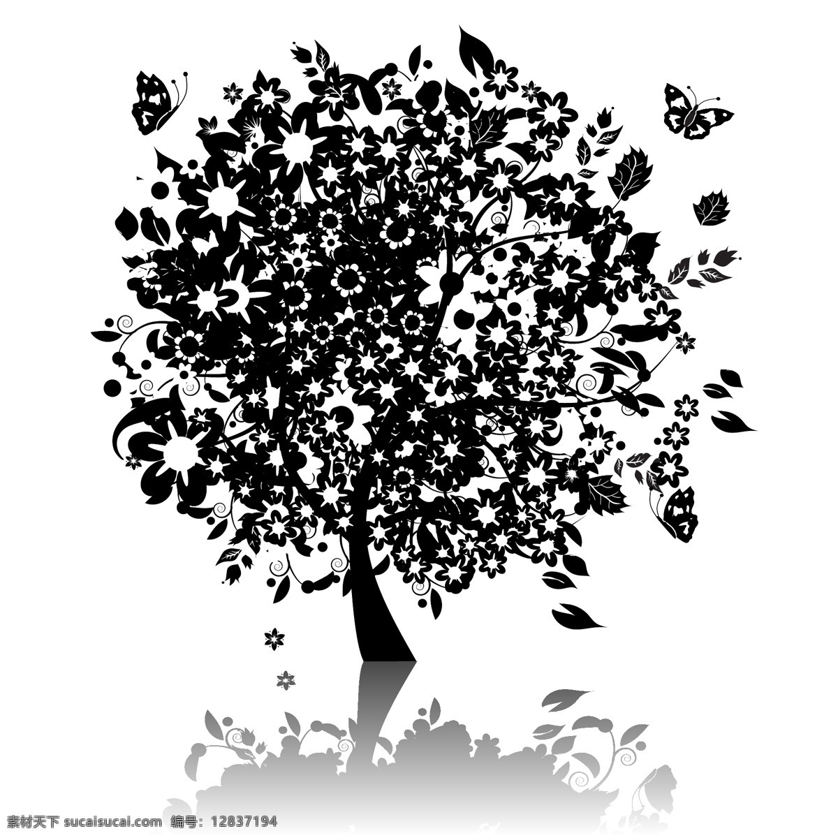 树木素材 抽象树 时尚花纹 时尚潮流 树 潮流花纹 插画树木 卡通树木 花草树木 生物世界 矢量素材 白色