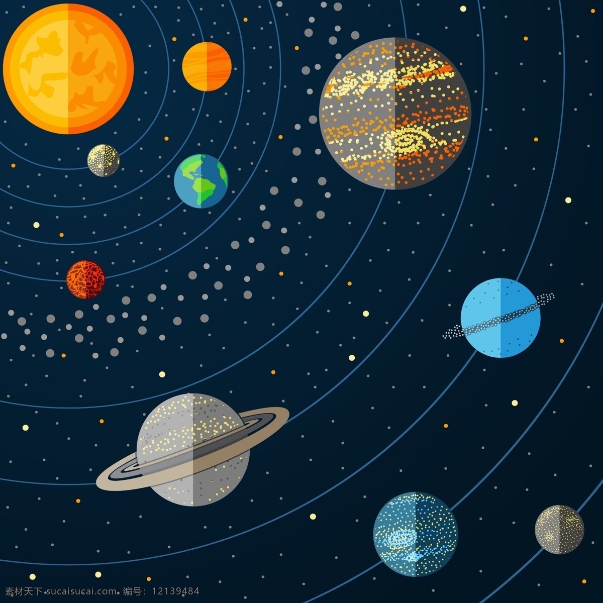 太阳系 行星 插图 矢量 宇宙 太空 星球 星系 地球 太阳 卫星 星空 空间 小行星 火箭 探索 科学 天文学 球体 卡通插画 商务金融 商业插画
